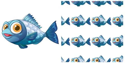 Playful Cartoon Fish Pattern Design Stock Illustration