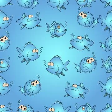 Playful Cartoon Fish Pattern Stock Illustration
