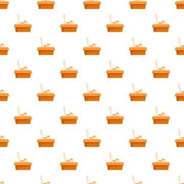 Playful cat curious peeking from box seamless pattern Stock Illustration