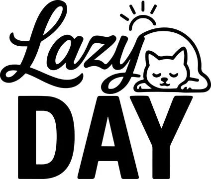A playful cat icon representing the concept of a lazy day for relaxation an.. Illustrazione stock