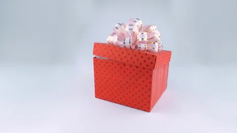 Playful cat ridiculously gets out from the gift box Stock Footage 91758650