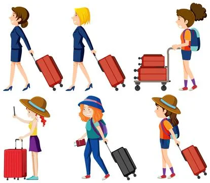 Playful Characters and Tourism Elements Vector Collection Stockillustratie