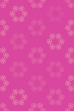 Playful clusters of outlined polygonal petals repeat over a vivid pink fiel.. Illustrazione stock