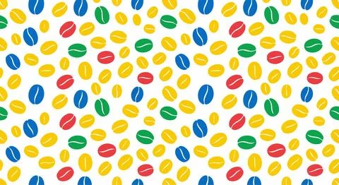 Playful coffee bean pattern with brown and yellow beans arranged randomly o.. 스톡 일러스트