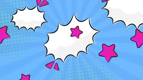 Playful comic background with explosive and dynamic elements seamless 4k video Stock Footage 293263599