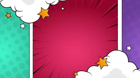 Playful comic book background with colorful pop art panels with space for text Stock Footage 293046789
