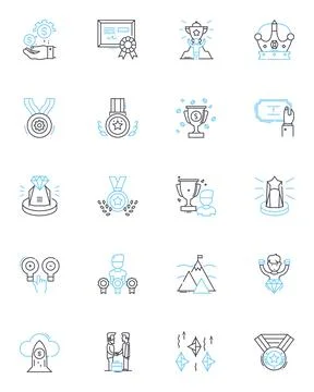 Playful conversion linear icons set. Fun, Creative, Engaging, Innovative Stock Illustration