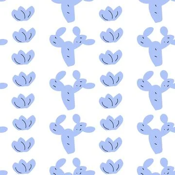 Playful cowboy themed cactus pattern for kids' fabric and wallpaper design Stock Illustration