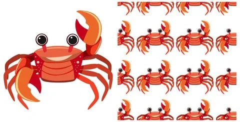 Playful Crab Pattern Illustration Stock Illustration