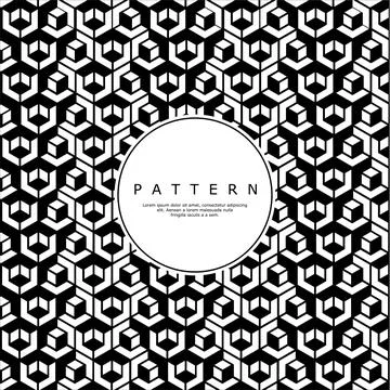 Playful cube line abstract pattern template. Fun hexagon line pattern vector. Illustrazione stock
