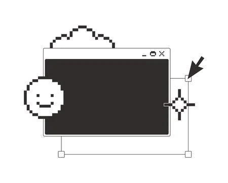 Playful customizable blank monochrome pixel pop-up window Stockillustratie