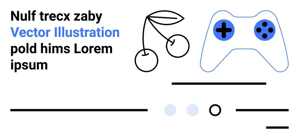Playful Design Elements Featuring Cherry and Game Controller Graphics with Te イラスト素材