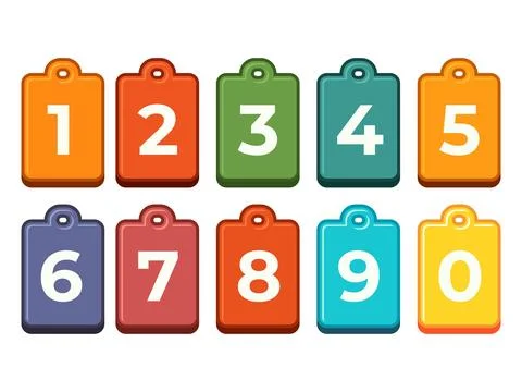 Playful Digital Labels Featuring Numerals for Organizing, Indexing, and Chi.. Stock Illustration