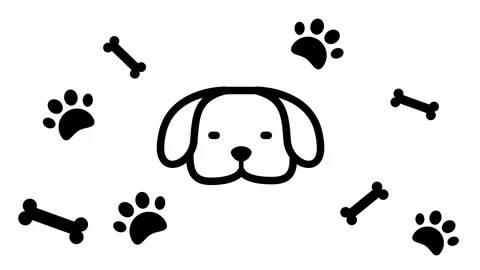 Playful Dog and Bones Pattern Sticker with Paw Prints Stock Footage 335592232