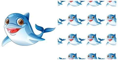Playful Dolphin Seamless Pattern Design Stock Illustration