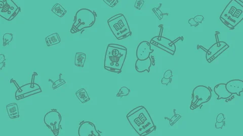 Playful Doodle Pattern Across Turquoise Background Video. Stock Footage 325014280