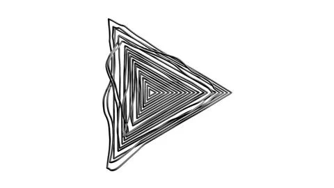 Playful doodle sketch of a triangle shape with moving lines. イラスト素材