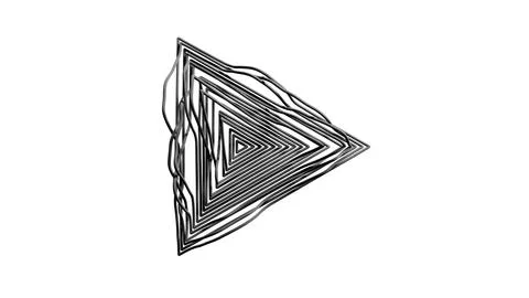 Playful doodle sketch of a triangle shape with moving lines. Stock Illustration