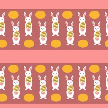 Playful easter bunny pattern with eggs for holiday design Stock Illustration