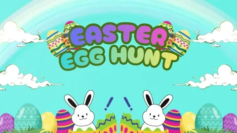 Playful Easter Egg Hunt Animation with Cute Bunnies and Colorful Eggs Stock Footage 331374952