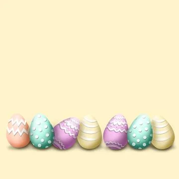 Playful easter eggs in line on light yellow background Stock Illustration