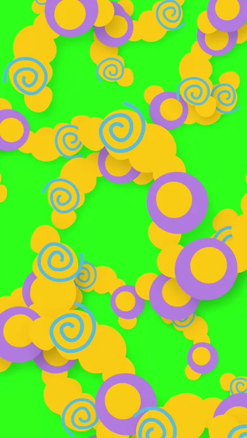 Playful Falling Abstract Objects on Vibrant Green Background Animation Stock Footage 345120791