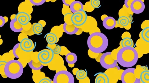 Playful Falling Colorful Geometric Objects Animation on Black Background Stock Footage 342319311