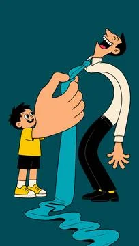 Playful Father and Son Interaction Stock Illustration