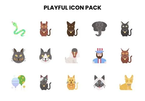 Playful Flat Vector Icons Pack Illustrazione stock
