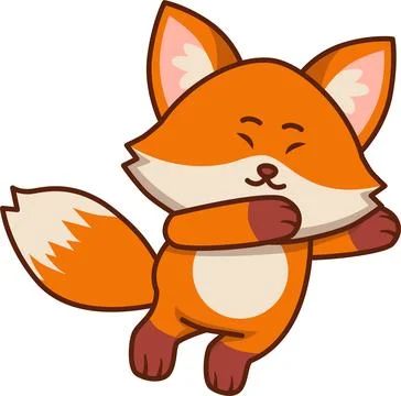 Playful Fox Pouncing or Leaping Forward Cartoon Stock Illustration