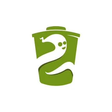 Playful garbage recycle worm negative space vector illustration Stock Illustration