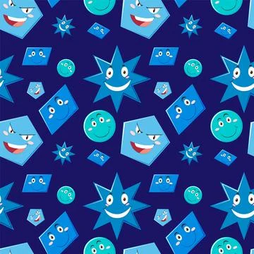 Playful Geometric Faces Pattern Stock Illustration