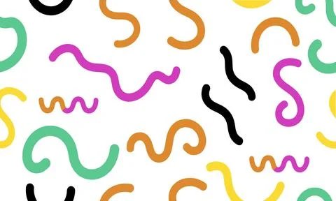 Playful Geometric Pattern with Colorful Abstract Shapes on White Background Stock Illustration