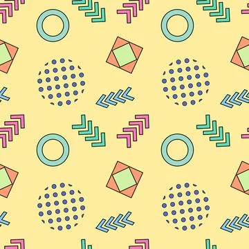 Playful Geometric Seamless Pattern with Dots and Arrows Stock Illustration