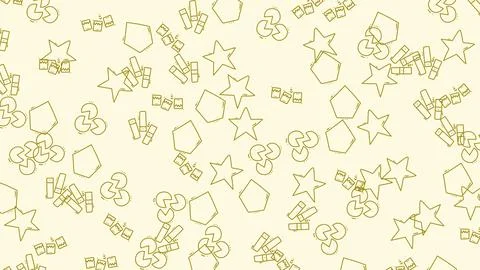 Playful Geometric Shapes Pattern on Yellow Background. Stock Illustration