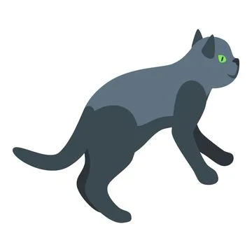 Playful gray cat jumping and having fun Stock Illustration