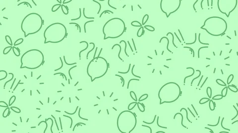 Playful green background featuring whimsical doodles of speech bubbles, flo.. 動画素材 319587313