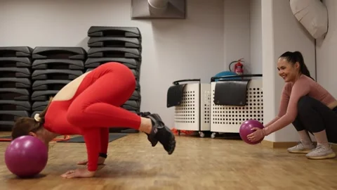 Playful gym workout Stock Footage 337114397