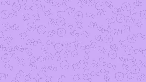 Playful hand-drawn doodle pattern loop animation on a pastel purple backgroun Stock-Footage 333834512