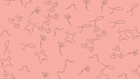 Playful Hand-Drawn Doodles Pattern on Pink Background Looping Animation. Stock Footage 318941105