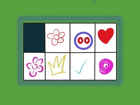 Playful Hand-Drawn Icon Grid Stock Illustration