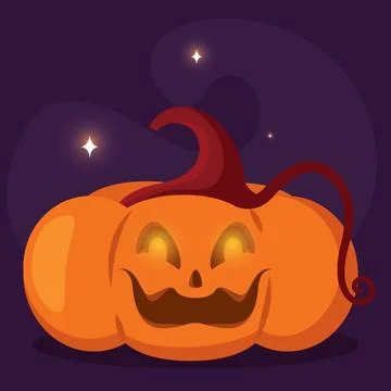 Playful jack-o-lantern pumpkin with a smiling face, Vector Stock Illustration
