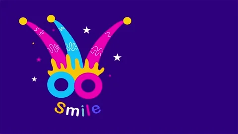 Playful jester hat with smile typography for Fools Day Stock Footage 317926539