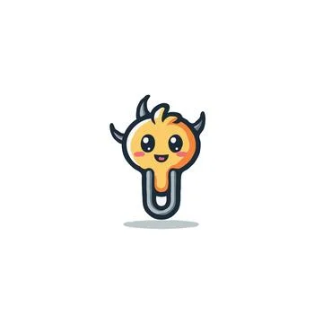 Playful key character with devilish horns and smiling face adding a whimsic.. Stock Illustration