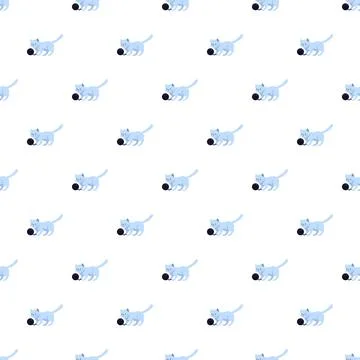 Playful kittens playing with wool ball creating pattern Stock Illustration