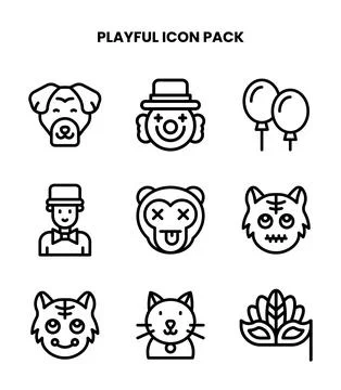 Playful Line Vector Icons Pack 스톡 일러스트