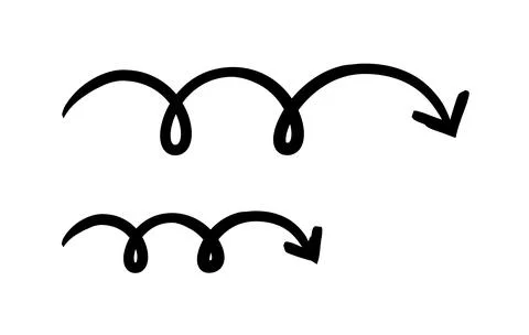 Playful loop arrows hand-drawn sketch graphic element set Stock Illustration