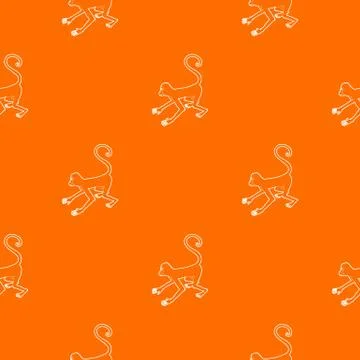 Playful monkey pattern orange Stock Illustration