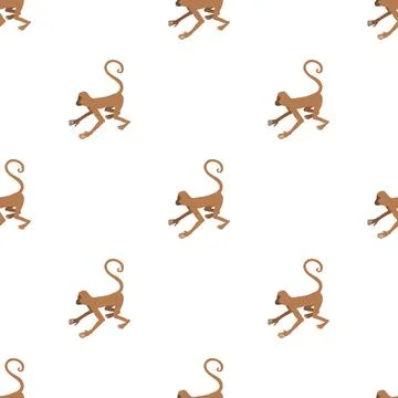 Playful monkey pattern seamless vector Stock Illustration