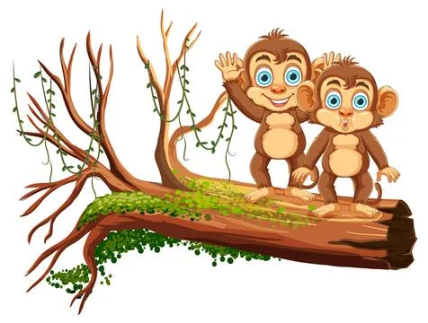 Playful Monkeys on a Tree Illustrazione stock